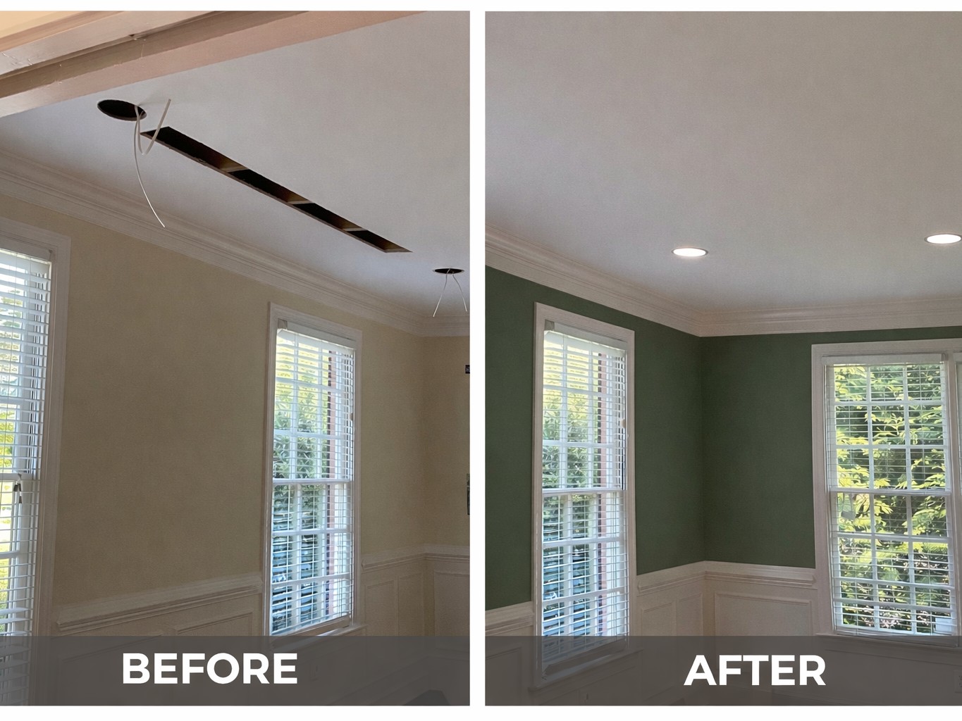 Drywall and carpentry repair in progress